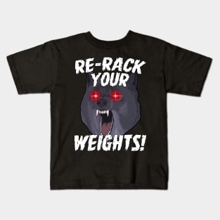 Funny Gym Wolf Re-Rack Weights Muscle Lift Kids T-Shirt